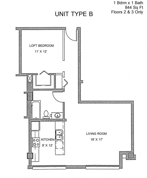 Residences at Capitol Heights Apartment 2D floor plan - Aspen